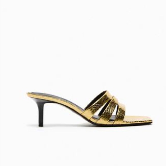 ZARA METALLIC HEEL SLIDES - Picture 2 of 5